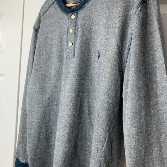 U.S. Polo Assn. Denim Co. Men’s Grey/Blue 100% Cotton Henley Top - Picture 6 of 16
